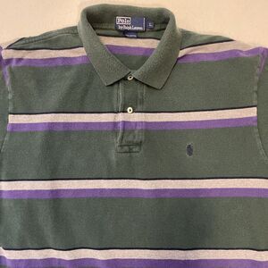Vintage Polo Ralph Lauren Polo Shirt Cotton Mens Size L Striped Short Sleeve 90s